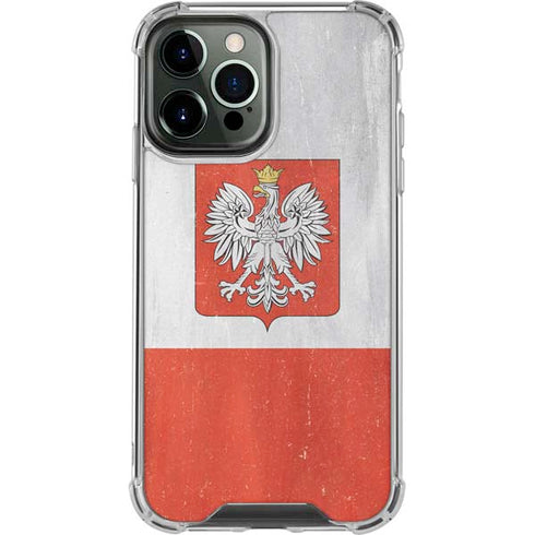 Poland Flag Distressed iPhone 13 Pro Max Clear Case